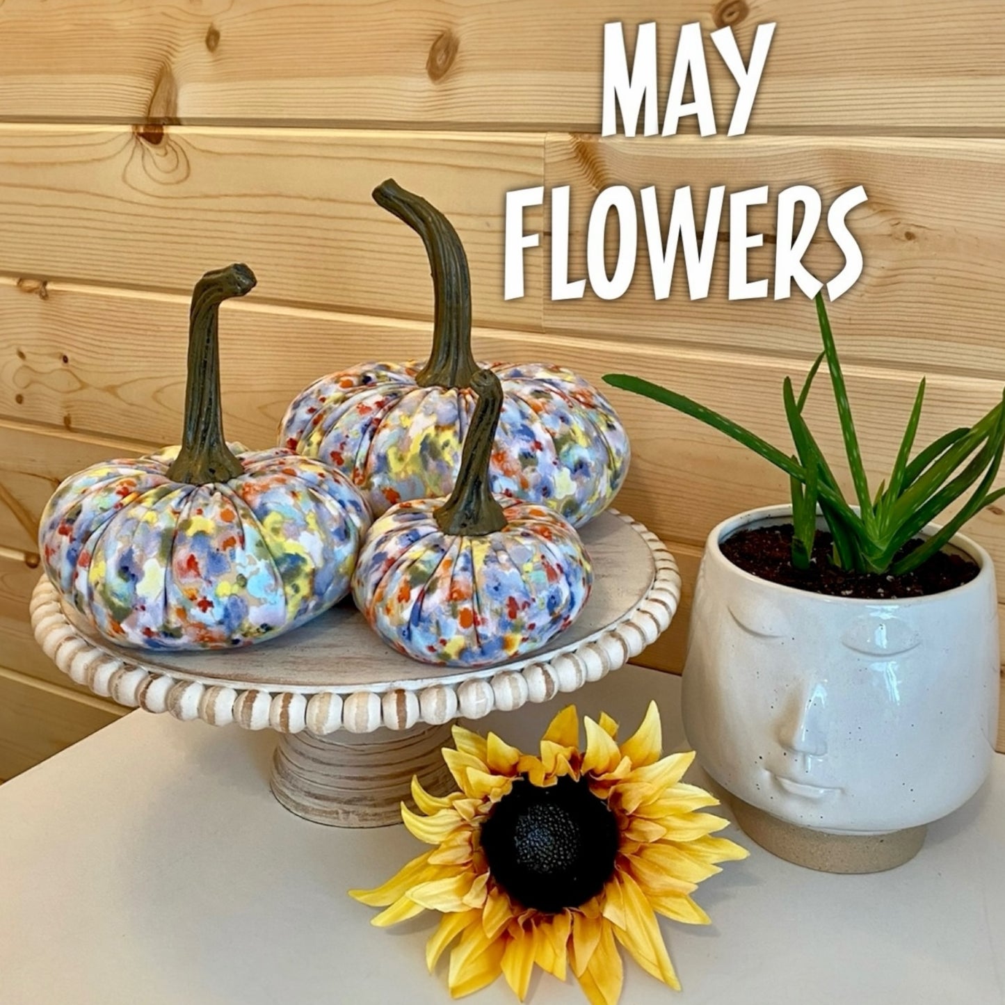 SMALL FABRIC PUMPKIN FLORAL PRINT - MAY FLOWERS