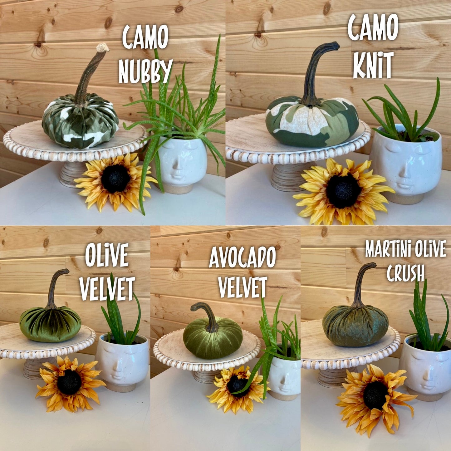 LARGE CRUSHED VELVET PUMPKIN - MARTINI OLIVE GREEN