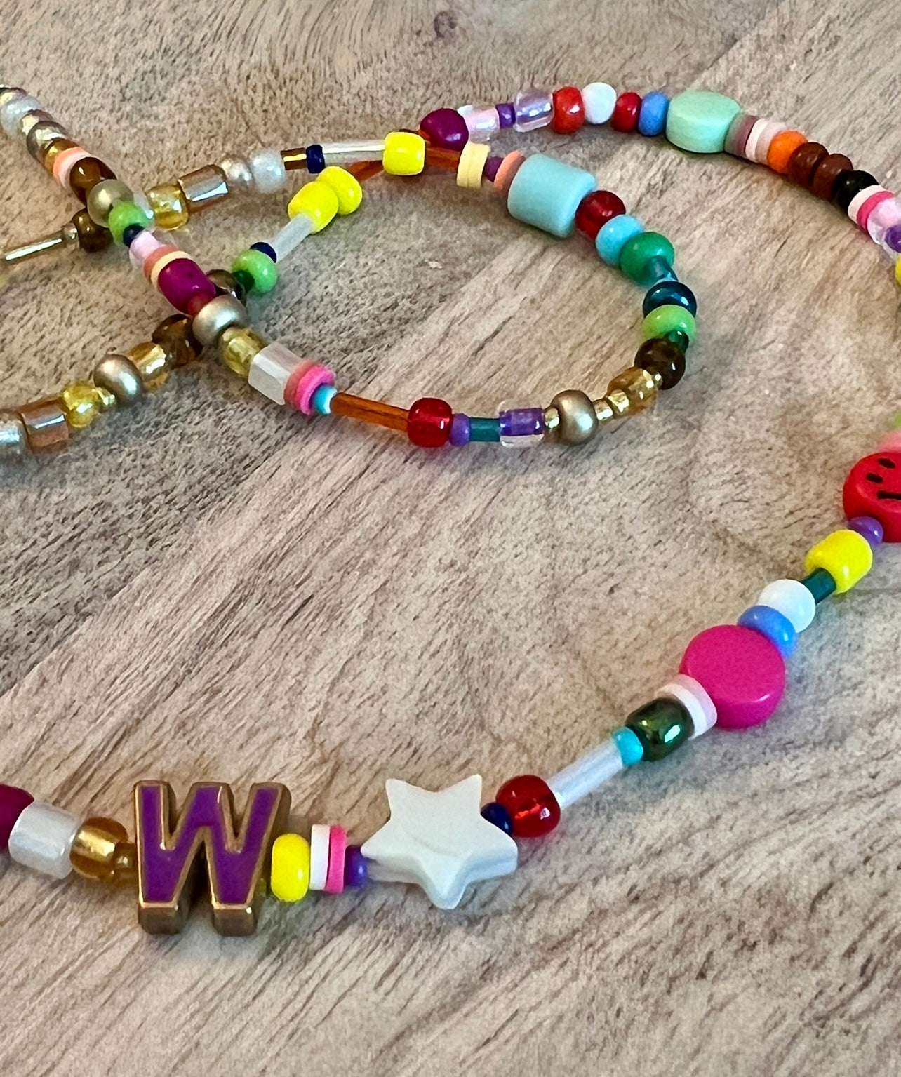 Personalized Necklaces Handcrafted Multi Colored Glass Polymer Clay Beads Enamel Initial Pendant Gift Set INITIALLY YOU Layered Necklaces