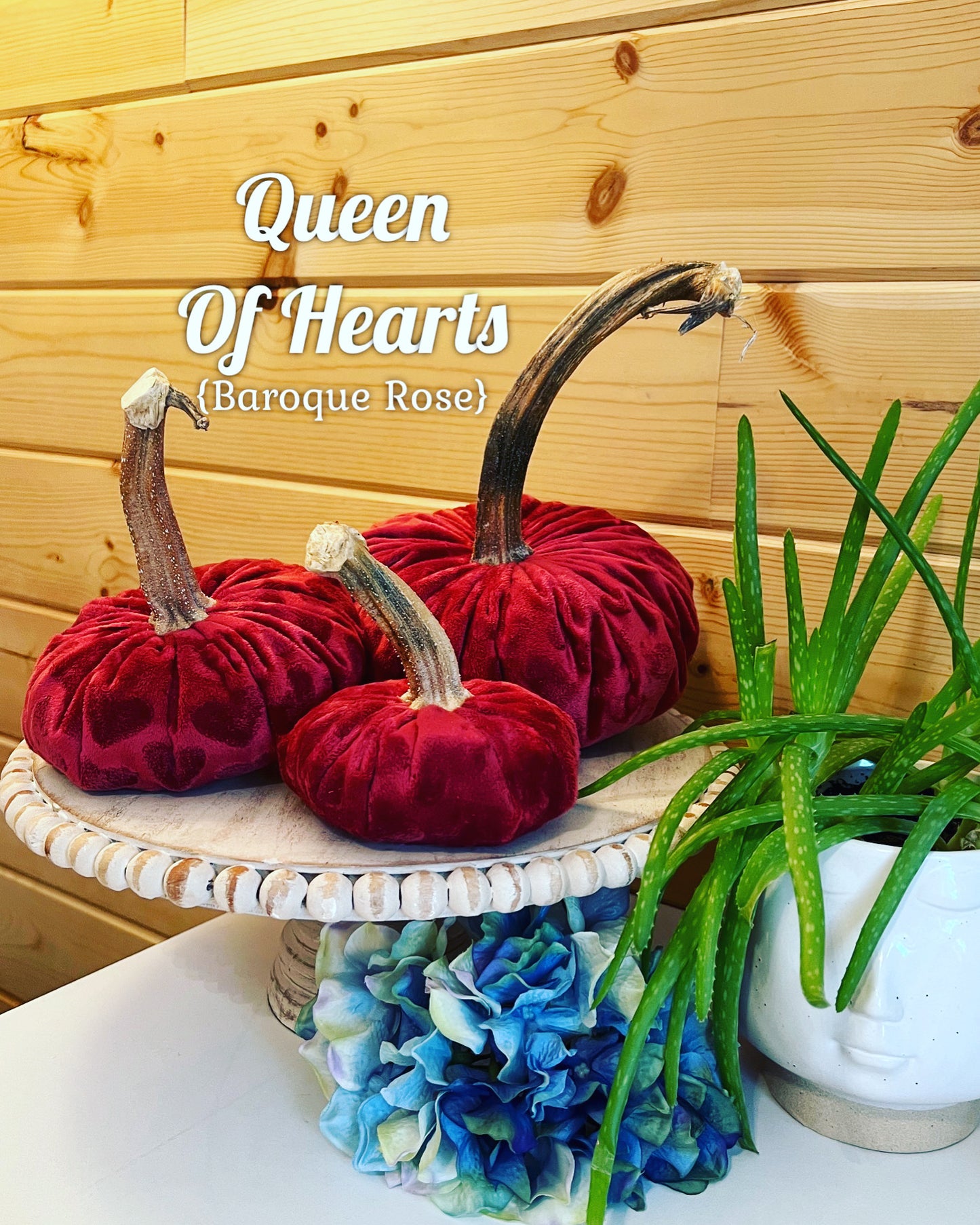 SMALL MINK VELVET PUMPKIN - HEART EMBOSSED - BAROQUE RED