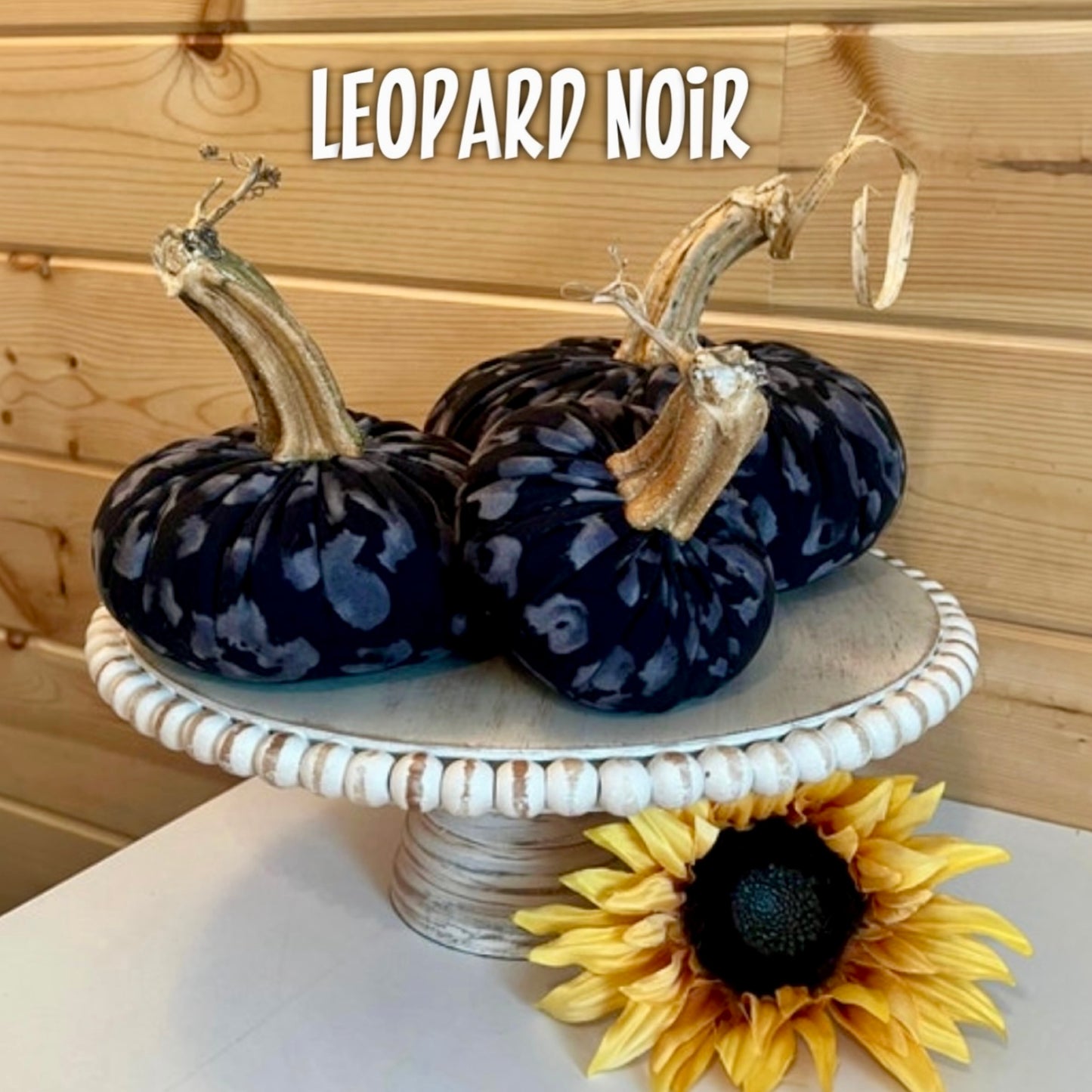 LARGE ANIMAL PRINT FABRIC PUMPKIN - LEOPARD NOIR