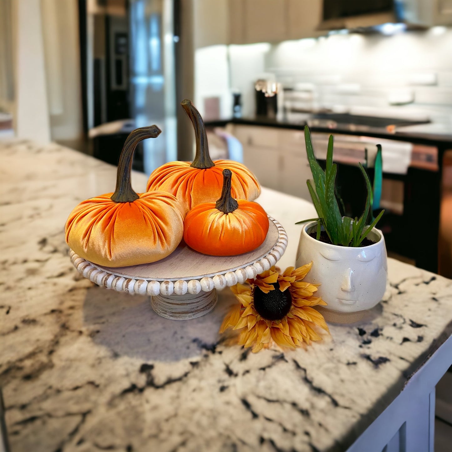 PUMPKIN SET of 3 VELVET - ORANGE