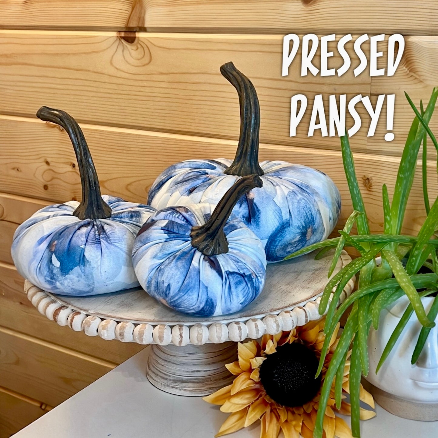 PUMPKIN SET of 3 FLORAL PRINT - PRESSED PANSY