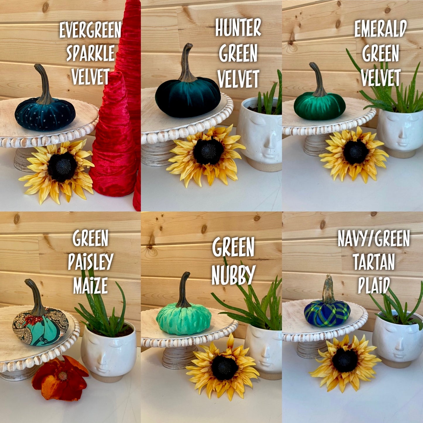 LARGE VELVET PUMPKIN - HUNTER GREEN