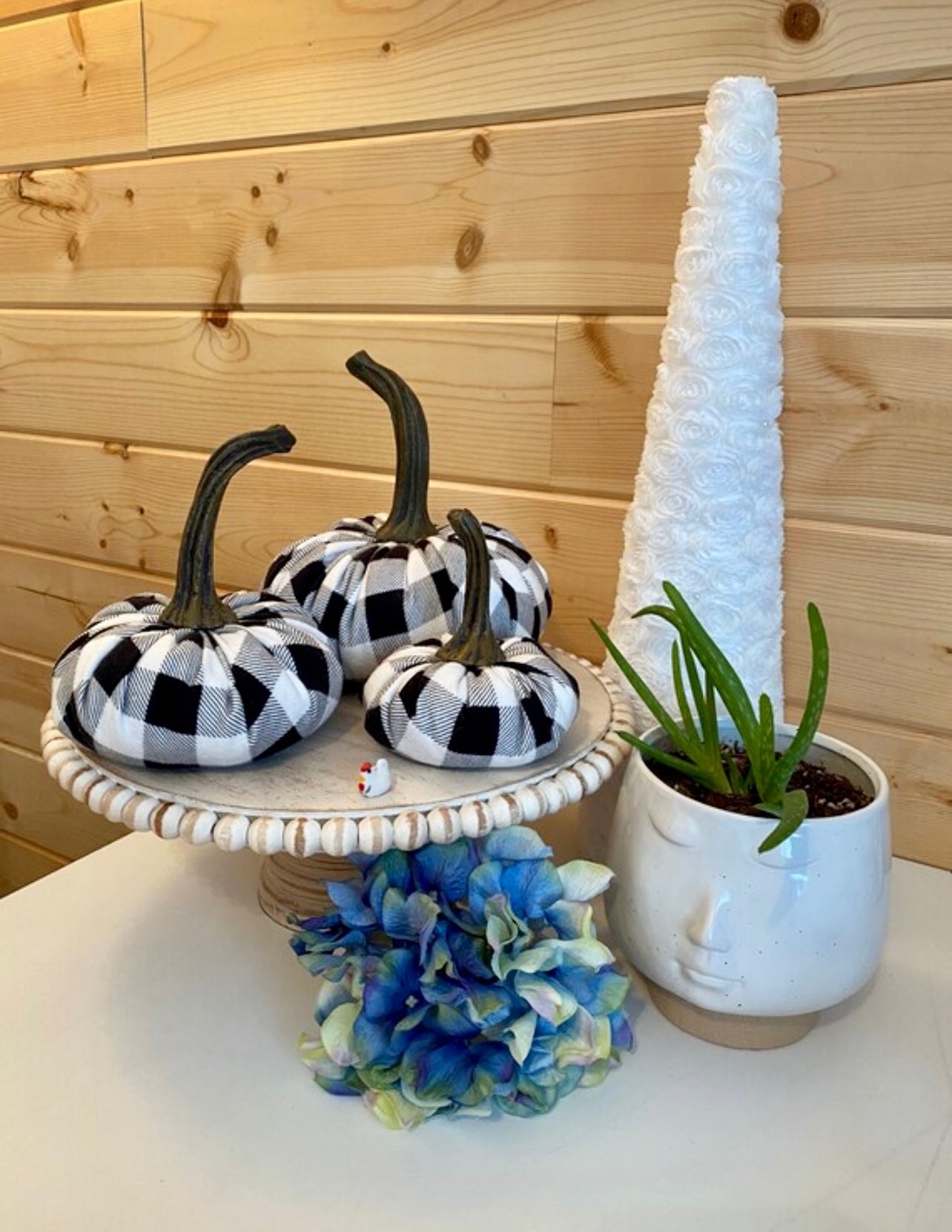 PUMPKIN SET OF 3 PLAID FLANNEL - BLACK and WHITE BUFFALO CHECK