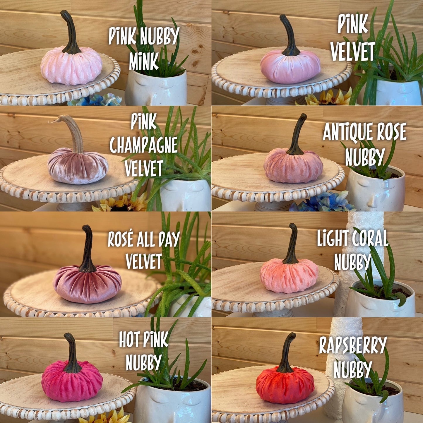 SMALL HANDMADE PUMPKIN - PINK NUBBY MINK VELVET