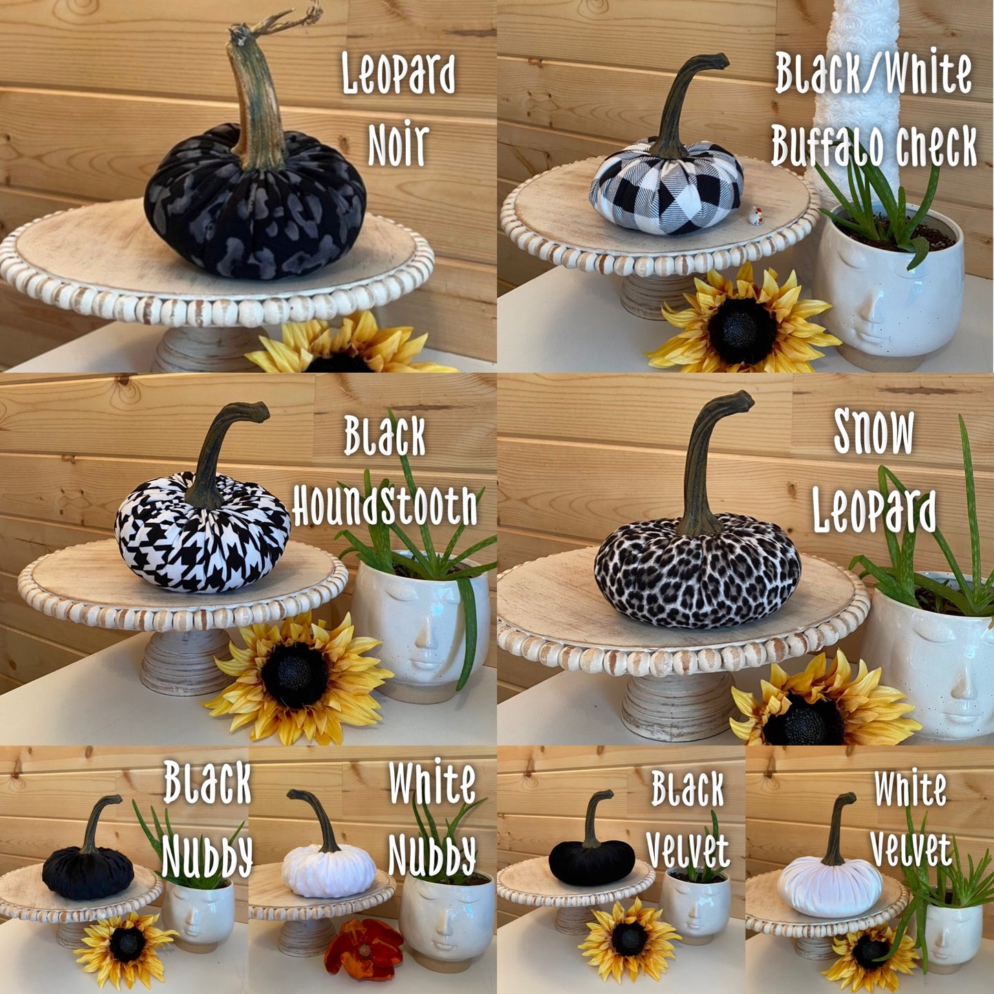 LARGE PLAID FLANNEL PUMPKIN - BLACK and WHITE BUFFALO CHECK