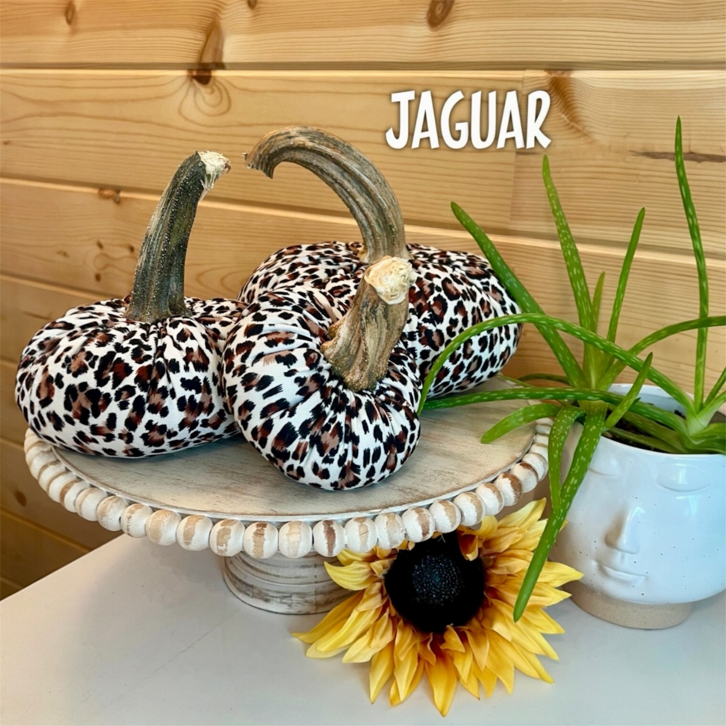 LARGE ANIMAL PRINT FABRIC PUMPKIN - JAGUAR