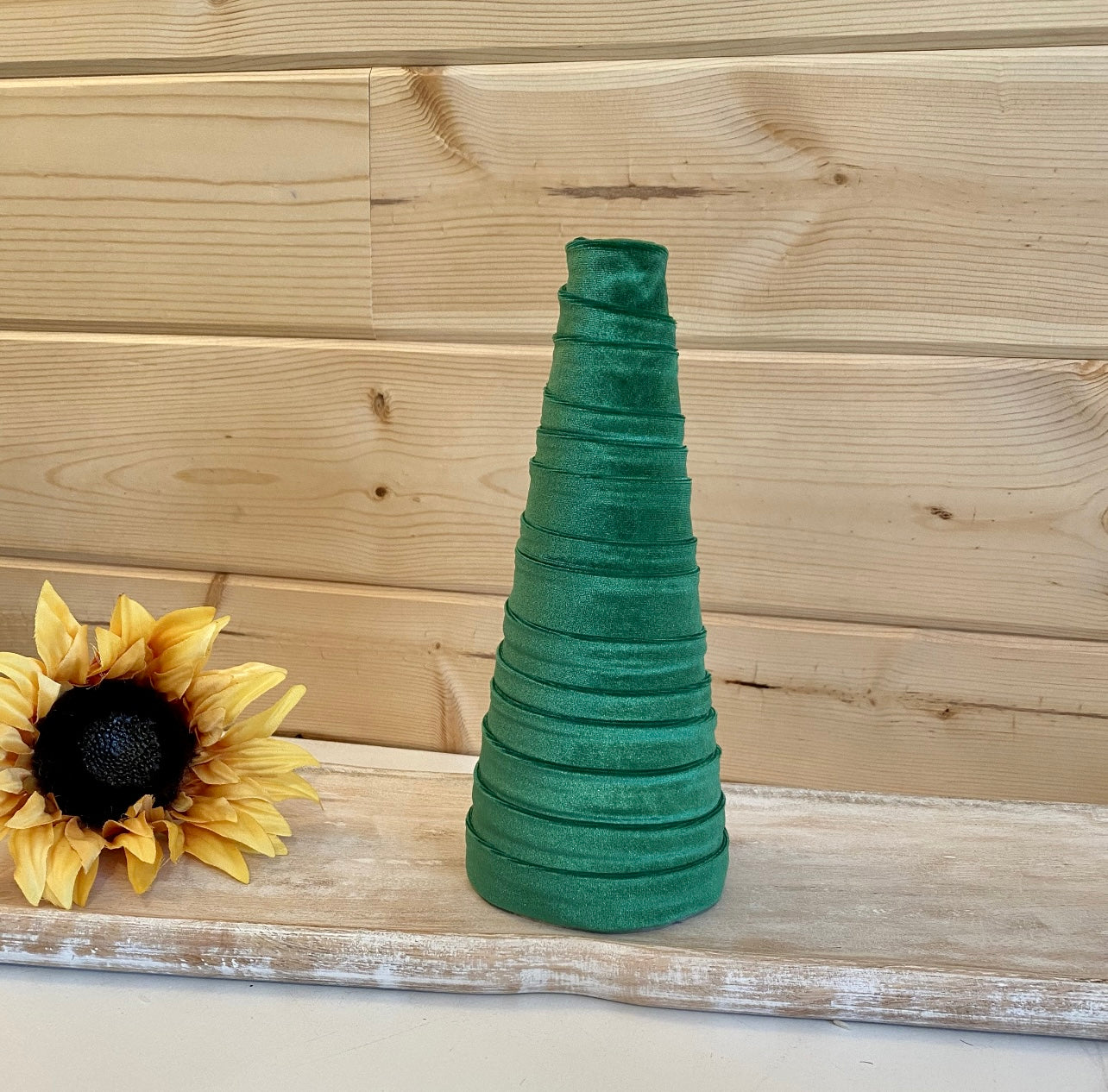 Decorative CONE Trees EMERALD GREEN VELVET Set of 3