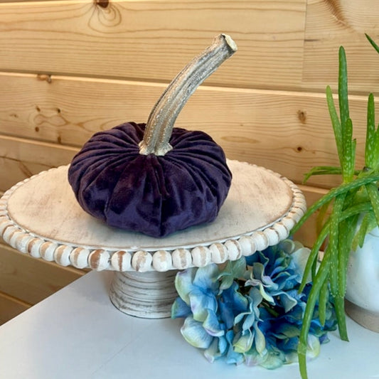 SMALL PUMPKIN HEART EMBOSSED FIG MINK VELVET - DEEP PURPLE