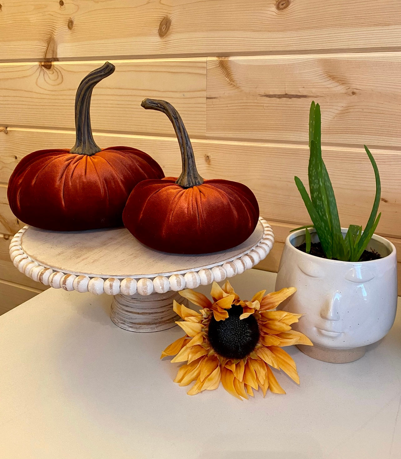 PUMPKIN SET OF 3 VELVET - RUST