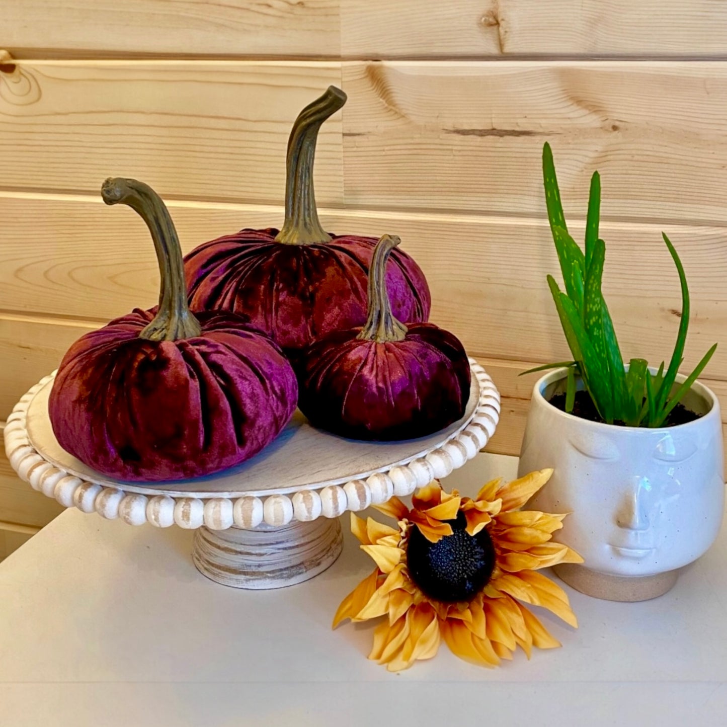 VELVET PUMPKIN SET of 3 - WINE
