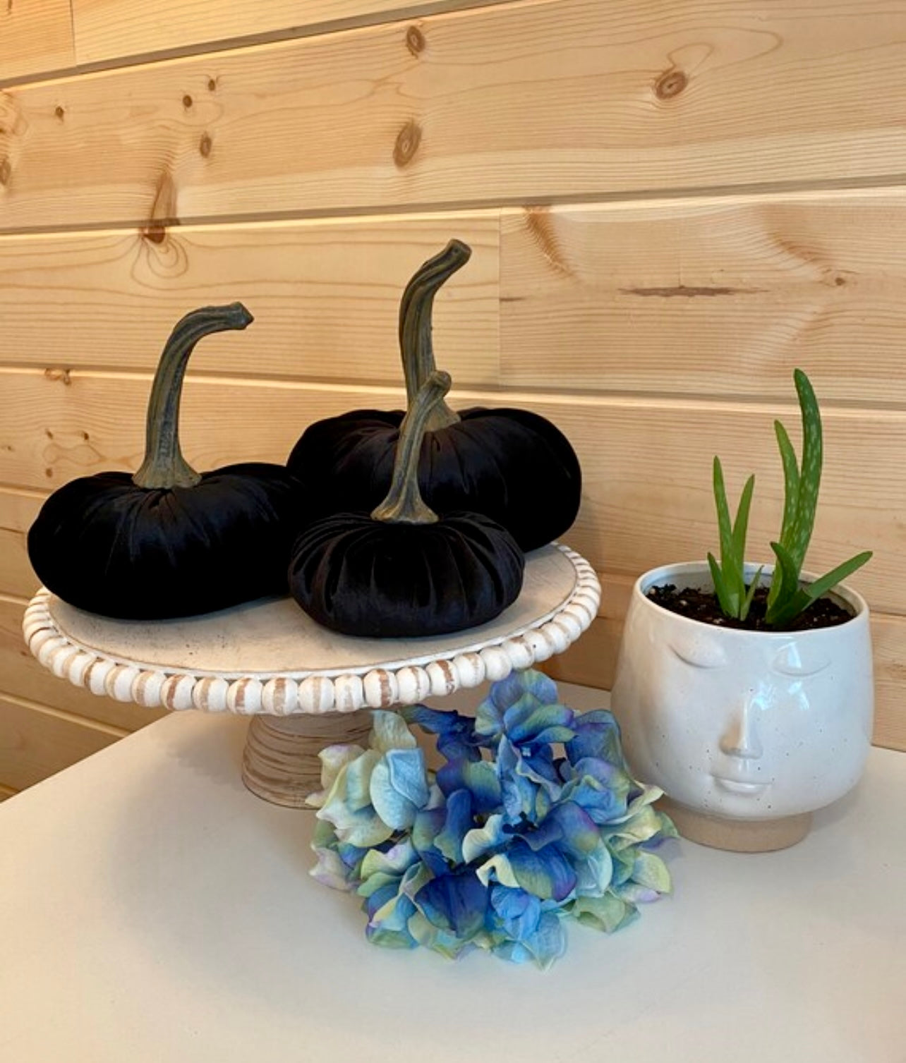 PUMPKIN SET of 3 VELVET - BLACK