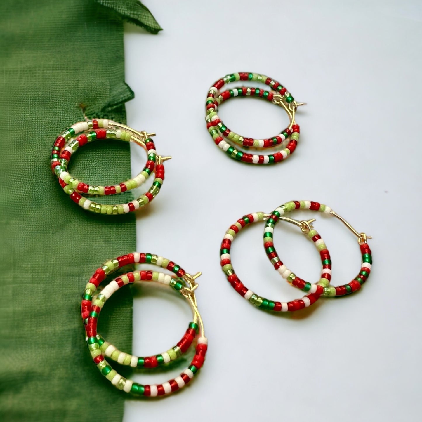 Earrings Gold Hoop Grinch Theme Holiday Theme Red and Green Festive Hoop Earrings Gift for Her Stocking Stuffer Holiday Jewelry Accessory