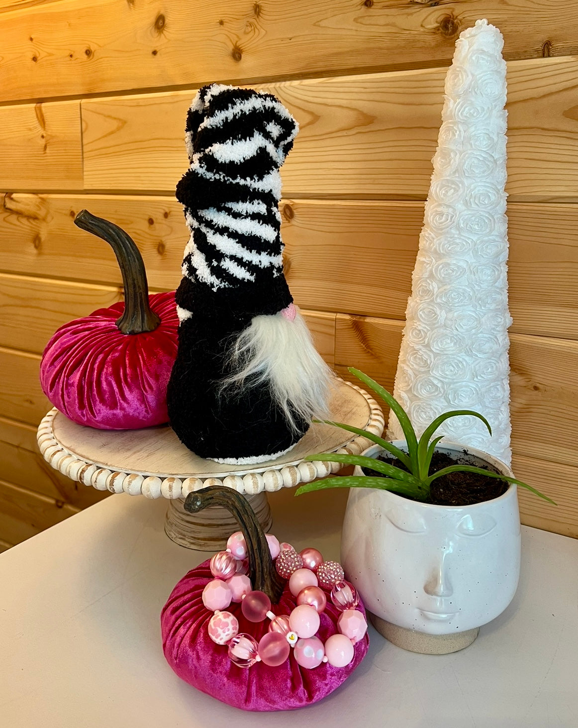 Handmade single GNOME Zebra stripe hat mantle Gnome decor coffee table decor gnome centerpieces Valentine's Day gift for her Spring gnome