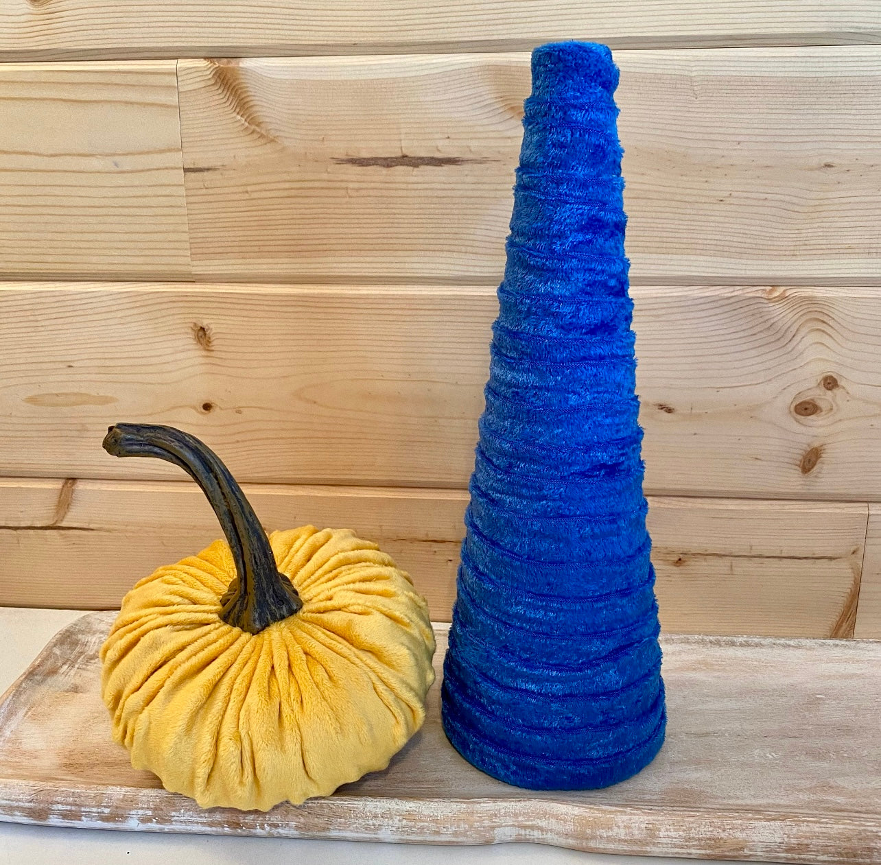 Decorative CONE Trees BLUE CRUSH Velvet Tree Set of 5