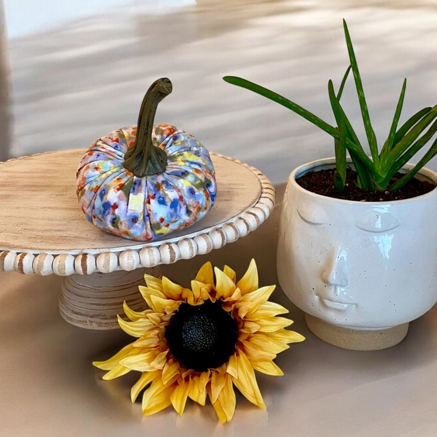 FLORAL PRINT FABRIC PUMPKIN SET of 3 - MAY FLOWERS