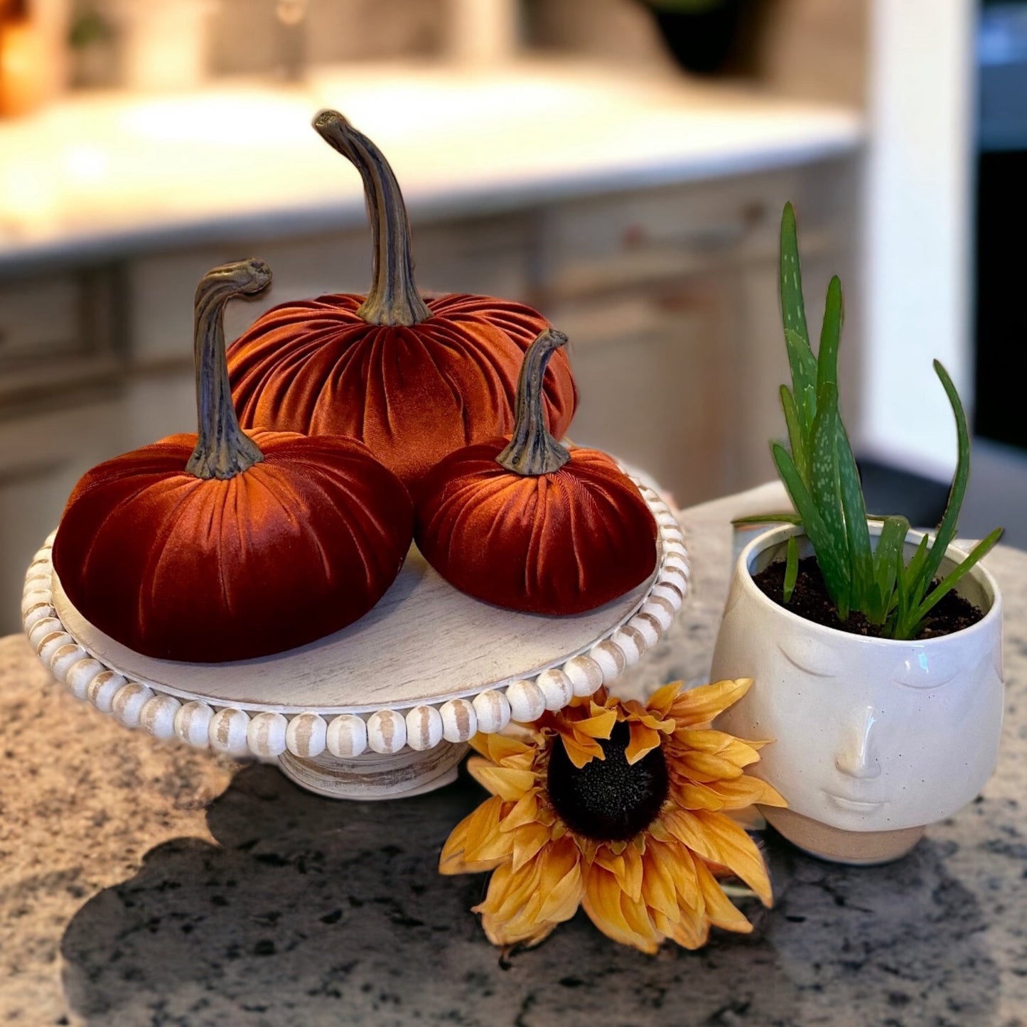 PUMPKIN SET OF 3 VELVET - RUST