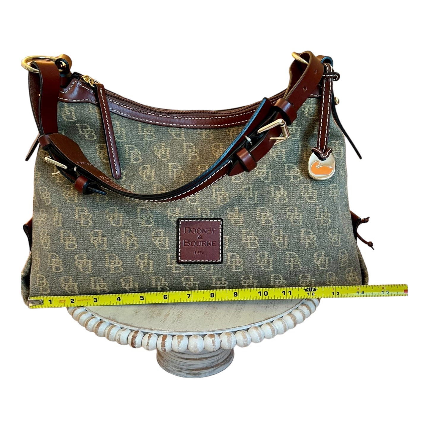 Dooney & Bourke Canvas Signature East West Slouch Shoulder Bag Beige/Brown