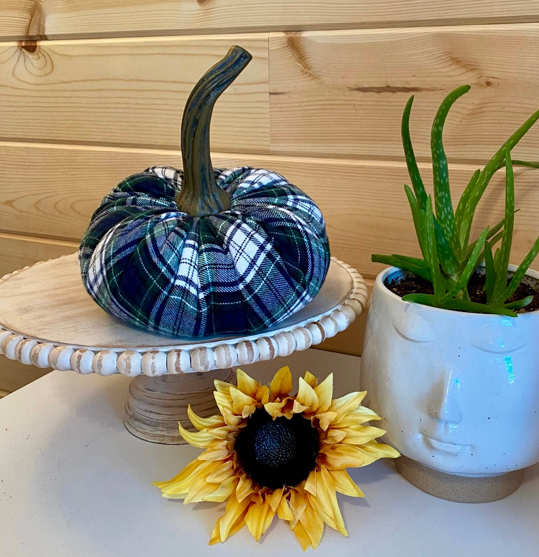 FLANNEL PUMPKIN SET of 3 - TARTAN PLAID FLANNEL