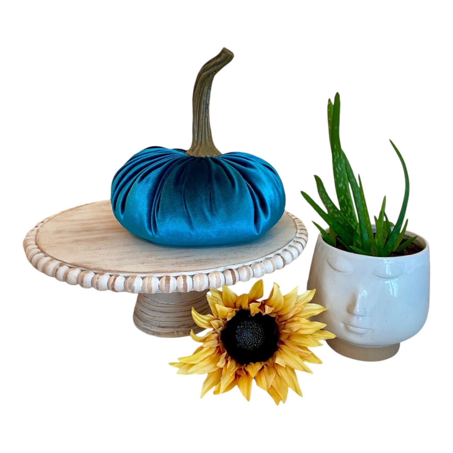 VELVET PUMPKIN SET of 3 - TEAL VELVET