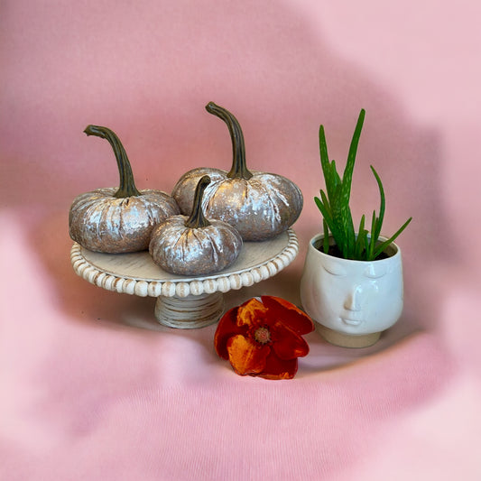 VELVET PUMPKIN SET of 3 - ROSE GOLD FOIL VELVET