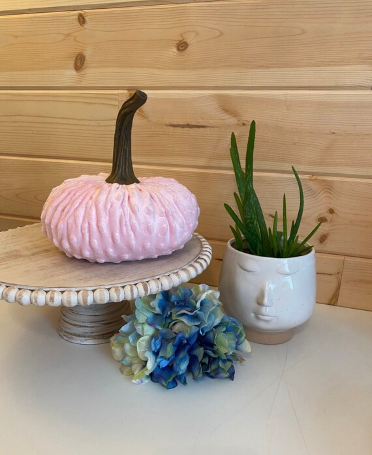 HANDMADE PUMPKIN SET of 3 NUBBY MINK VELVET - PINK