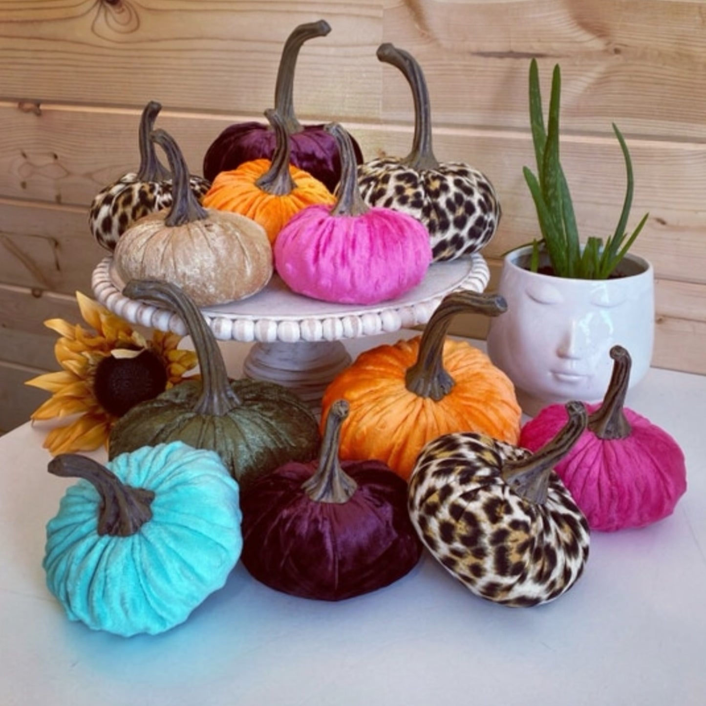 VELVET PUMPKIN SET of 3 - WINE