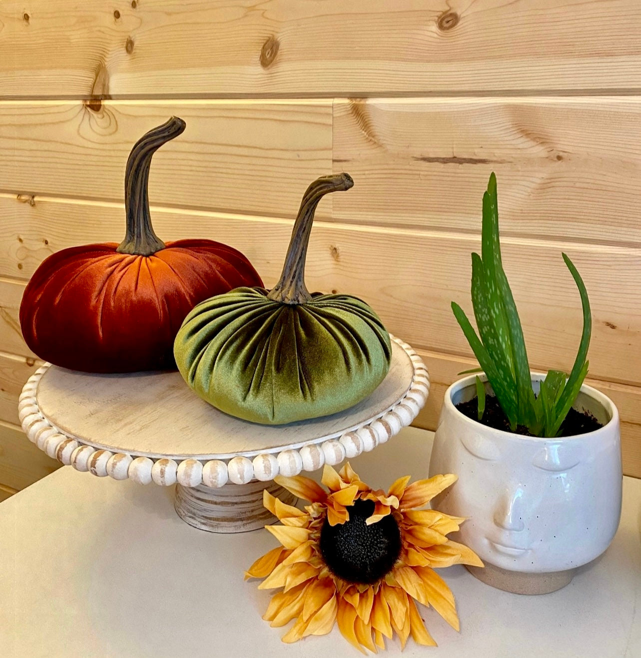 PUMPKIN SET OF 3 VELVET - RUST