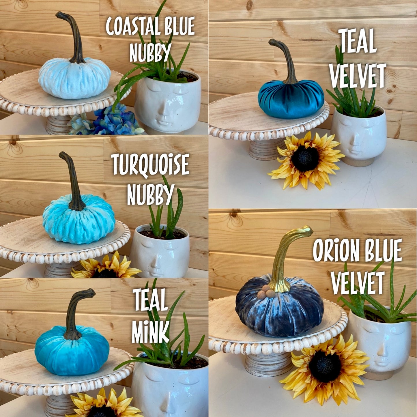 VELVET LARGE PUMPKIN - TEAL VELVET