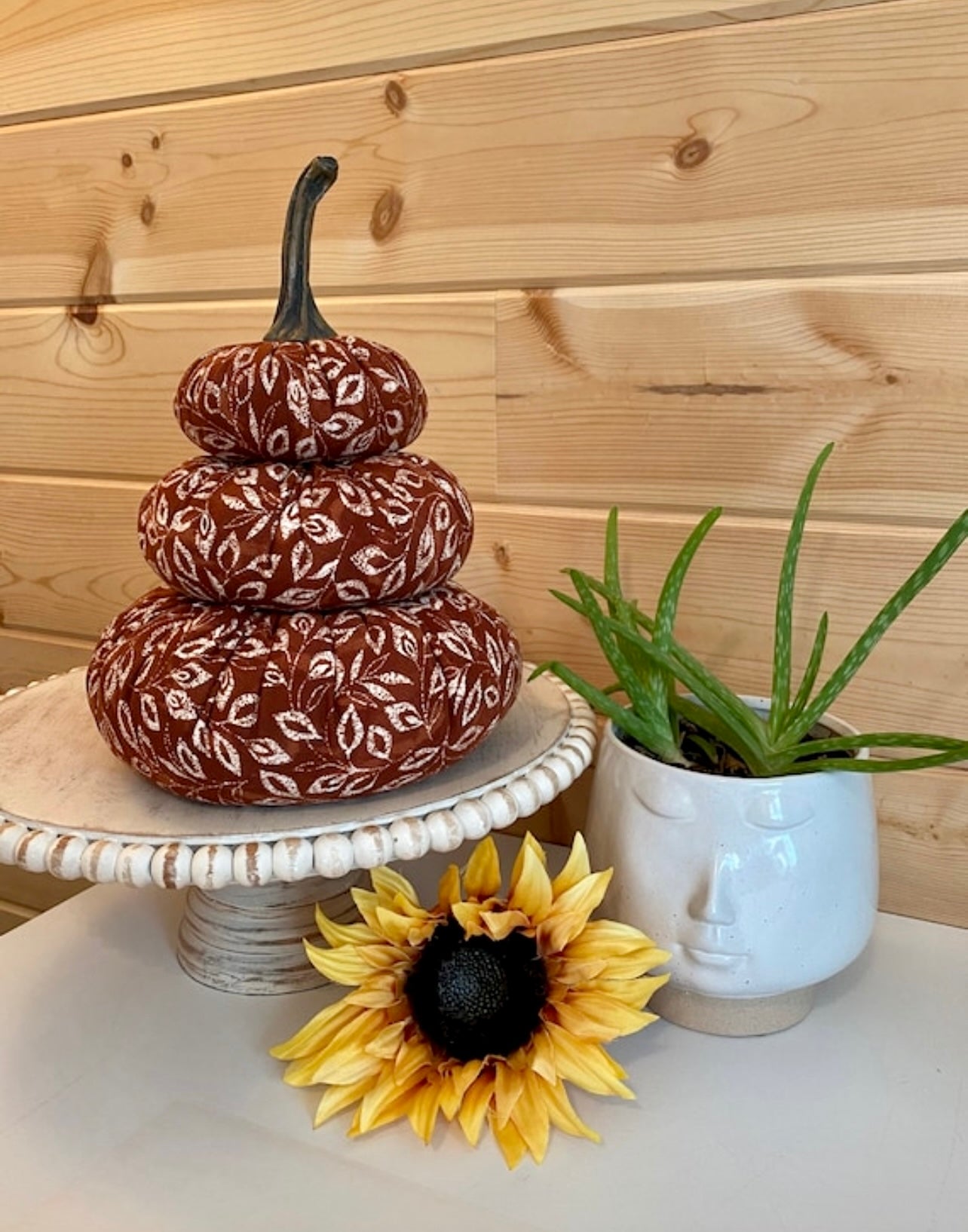 Tiered Pumpkin Stack - Autumn Leaves