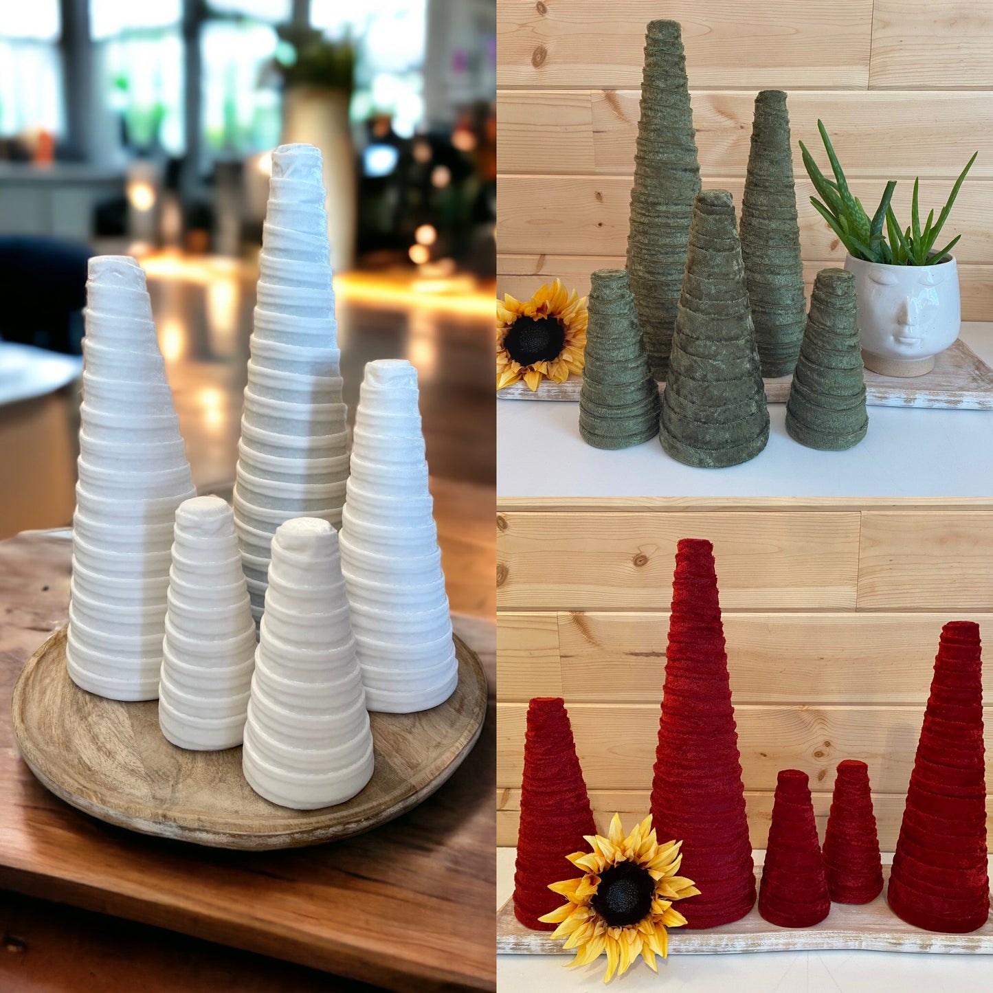 Decorative CONE Trees Holiday Home Reception Centerpieces Fun Prints Animal Prints Cone Sets of 5 ENTIRE COLLECTION