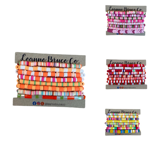 Bracelet Sets Stretchy Stack WARM TONES The BIG Sets Arm Candy Bracelet Collection Chakra Colors Gift Sets of 8