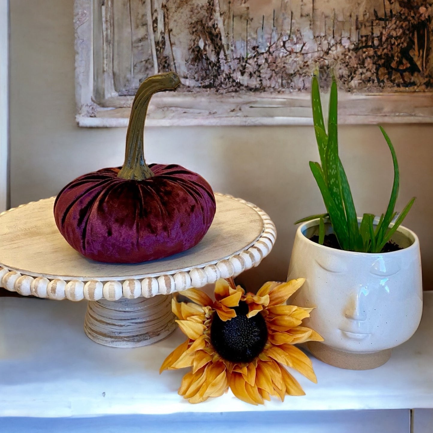 LARGE VELVET PUMPKIN - WINE