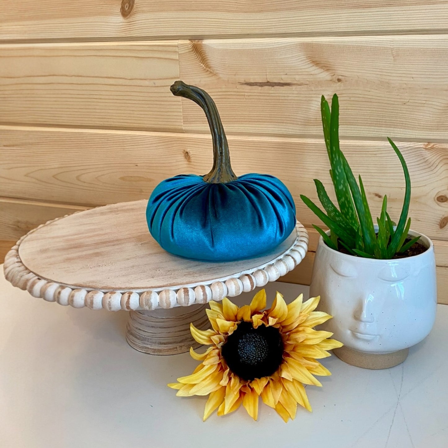 VELVET LARGE PUMPKIN - TEAL VELVET