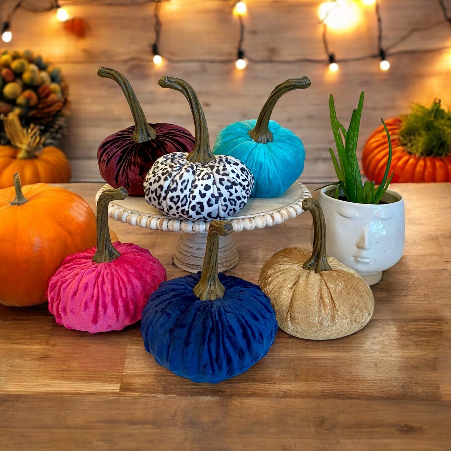 VELVET PUMPKIN SET of 3 - CHAMPAGNE GOLD CRUSH