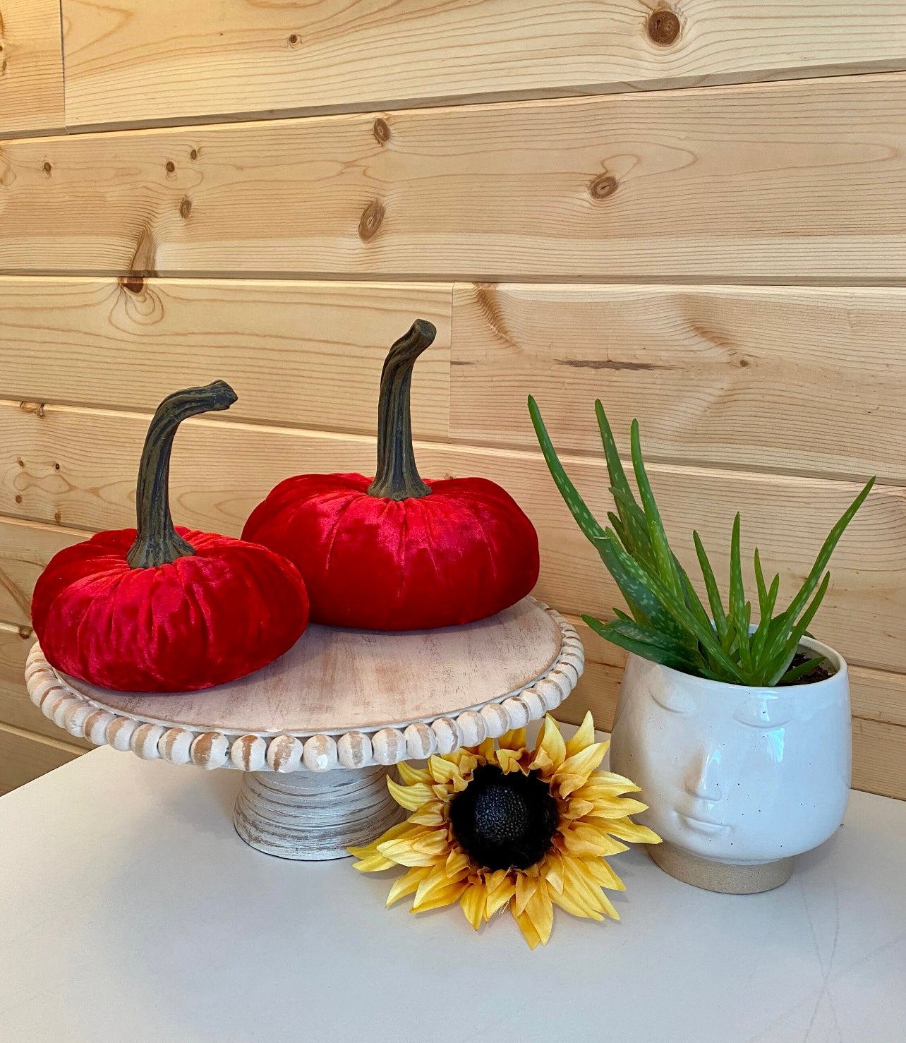 LARGE VELVET PUMPKIN - RED