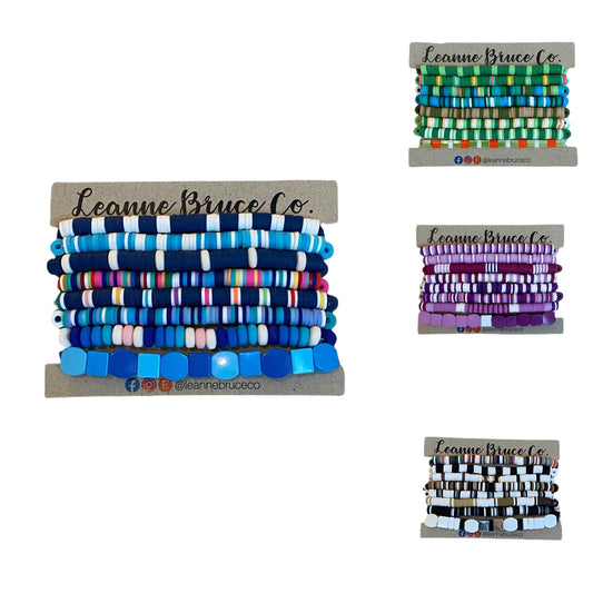 Bracelets Stretchy Stack COOL TONES The BIG Sets Arm Candy Bracelet Collection Chakra Colors Bracelet Gift Sets of 8