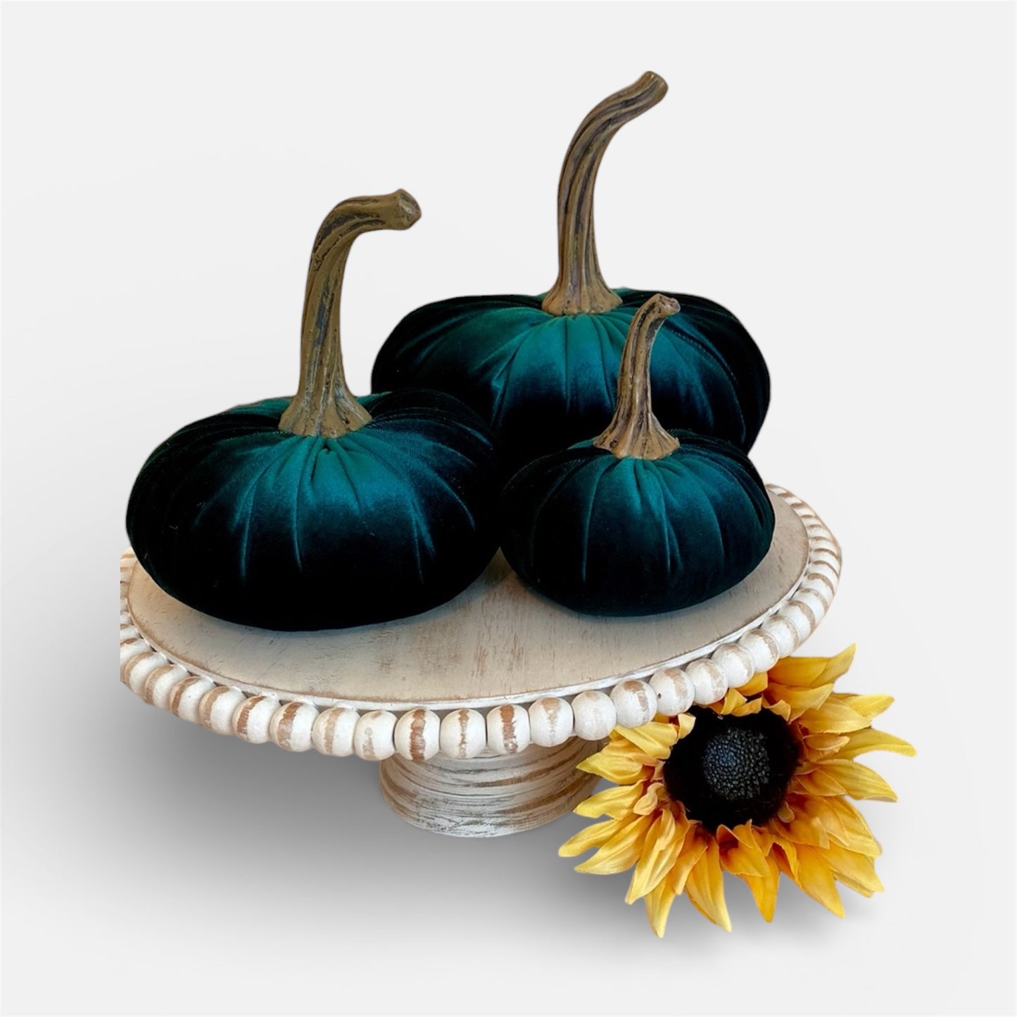 LARGE VELVET PUMPKIN - HUNTER GREEN