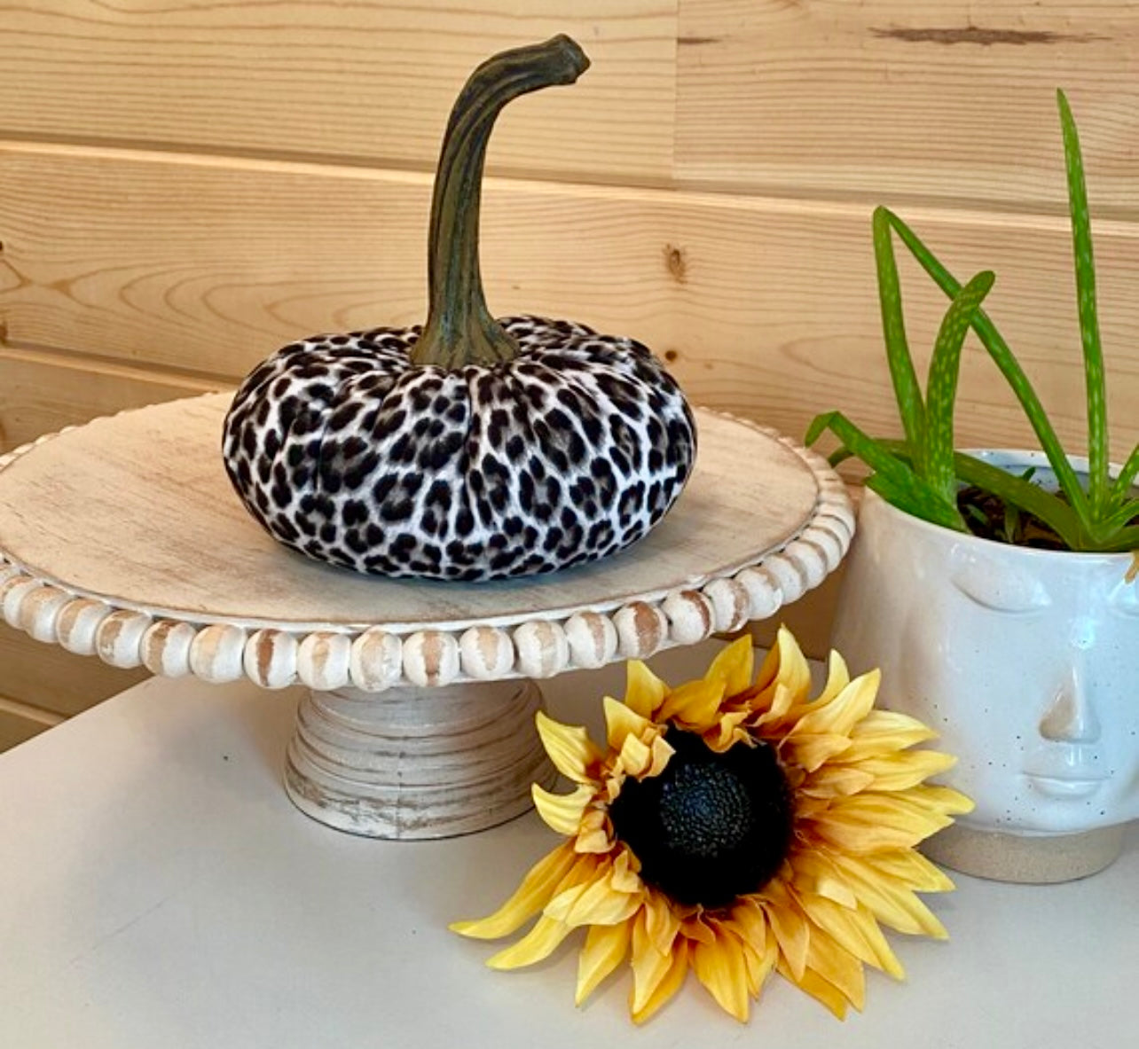 PUMPKIN SET of 3 ANIMAL PRINT - SNOW LEOPARD