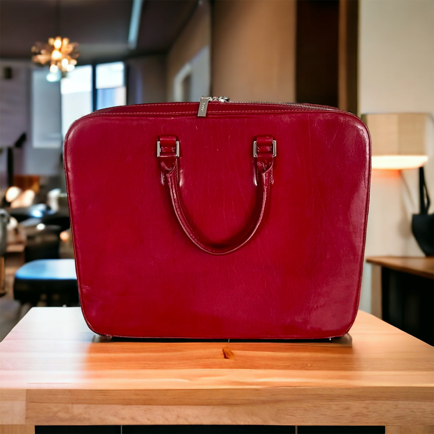 ‼️SOLD‼️ HOBO International Briefcase Red Leather Zip Around Detachable Strap RARE Find