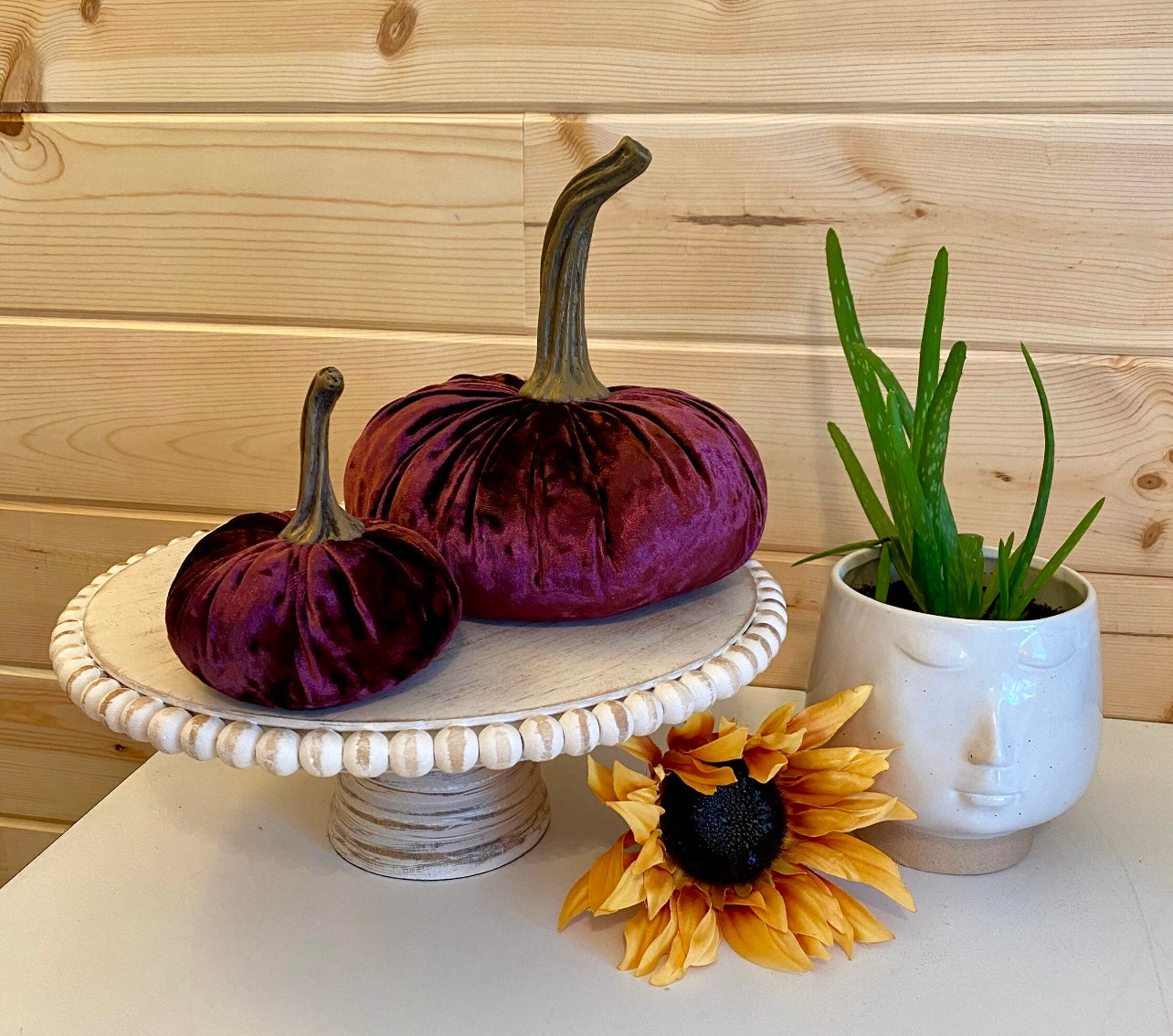 VELVET PUMPKIN SET of 3 - WINE