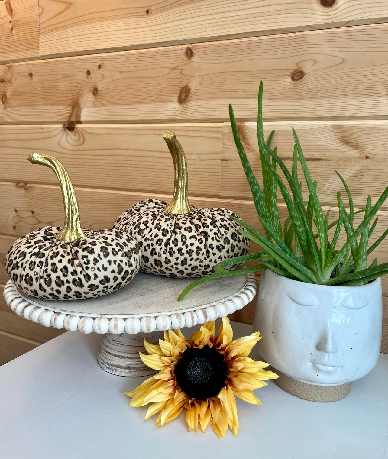 LARGE ANIMAL PRINT PUMPKIN - LEOPARD GOLD SPARKLE