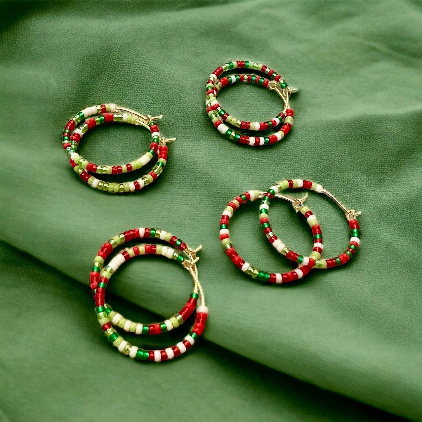 Earrings Gold Hoop Grinch Theme Holiday Theme Red and Green Festive Hoop Earrings Gift for Her Stocking Stuffer Holiday Jewelry Accessory