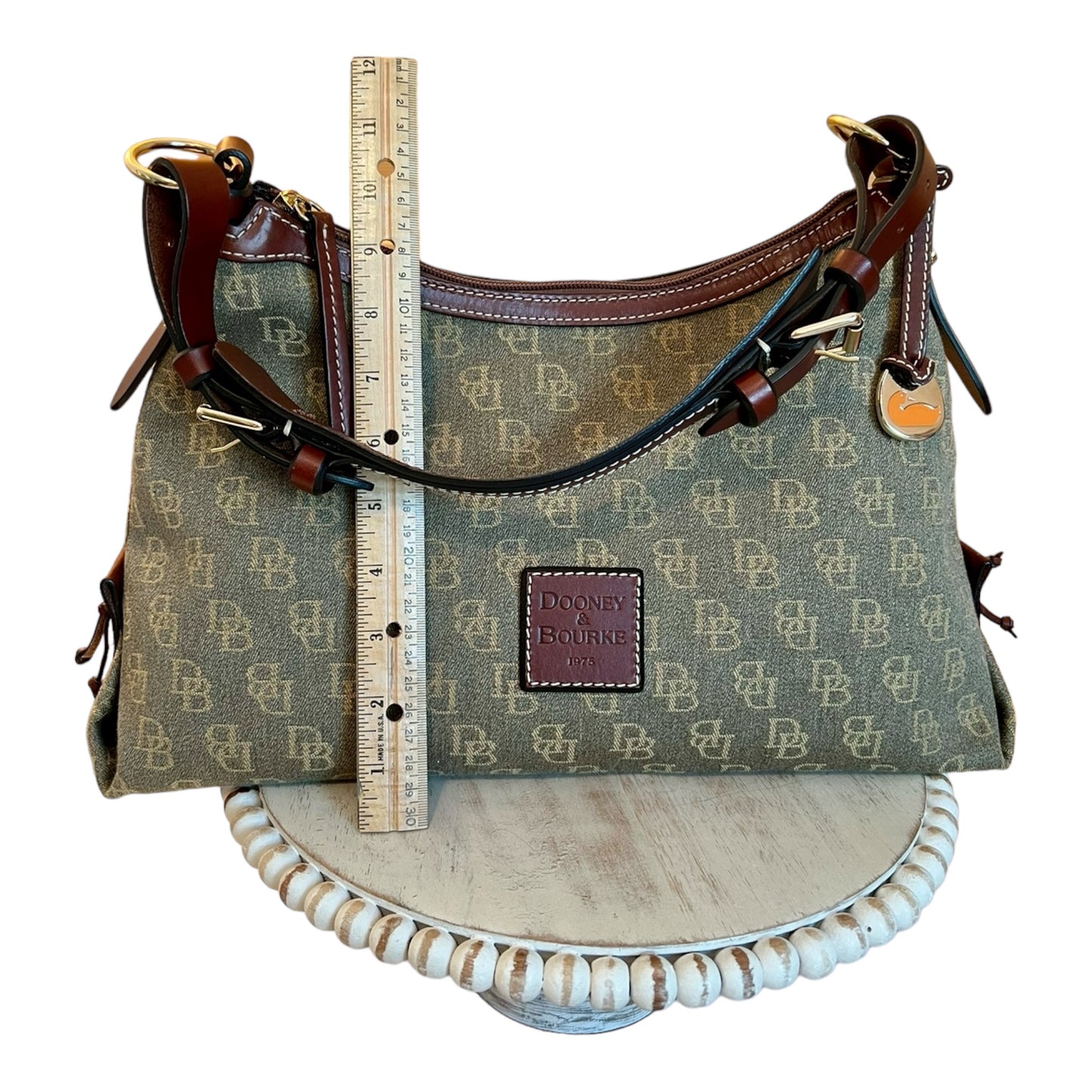 Dooney & Bourke Canvas Signature East West Slouch Shoulder Bag Beige/Brown