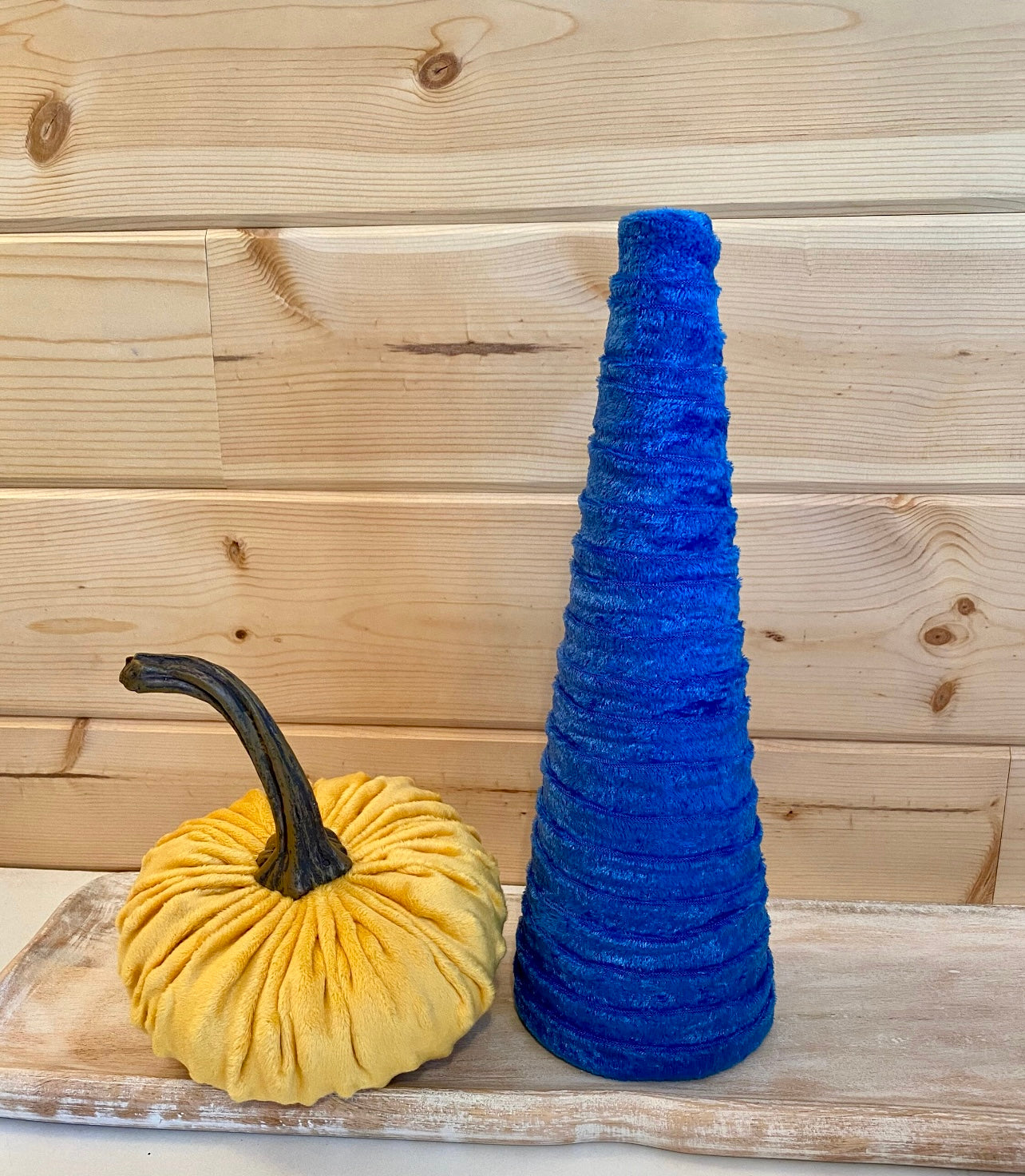 Decorative CONE Trees BLUE CRUSH Velvet Set of 3