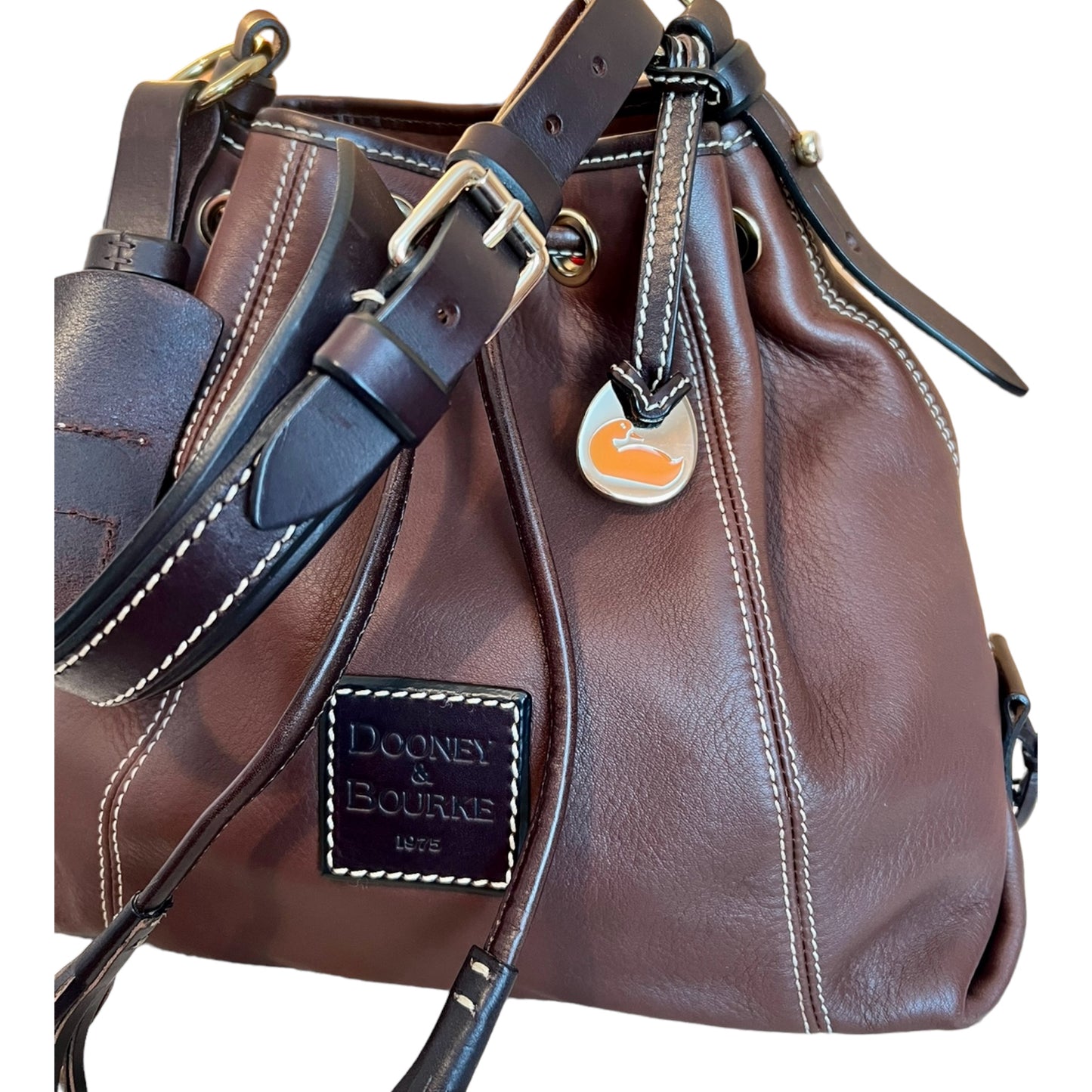 ‼️SOLD‼️ DOONEY & BOURKE Drawstring Satchel Bucket Bag Hobo Purse Brown Leather Tassels