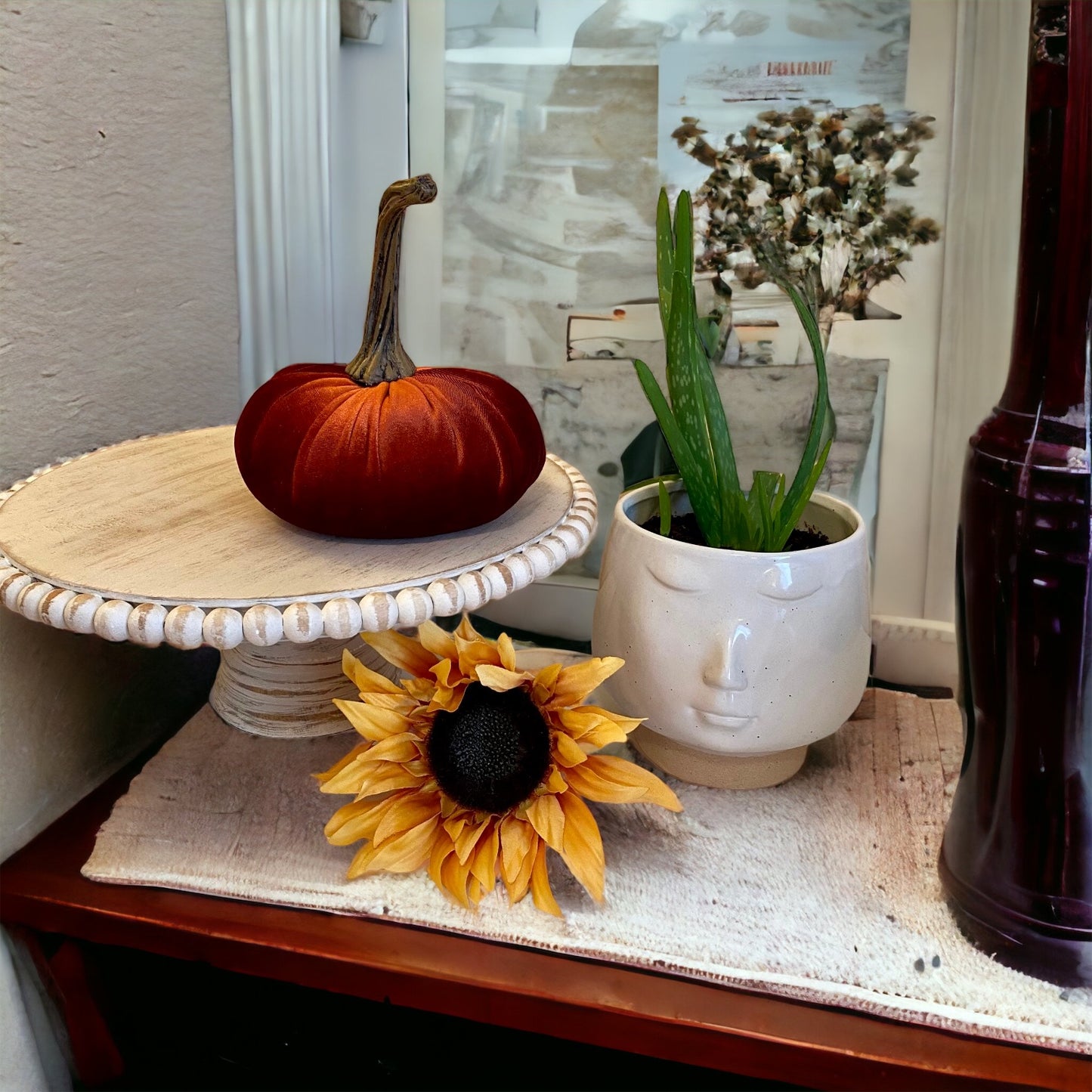 LARGE VELVET PUMPKIN - RUST