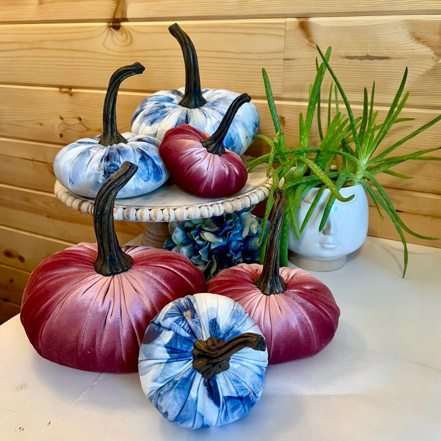 SMALL FLORAL PRINT PUMPKIN - PRESSED PANSY