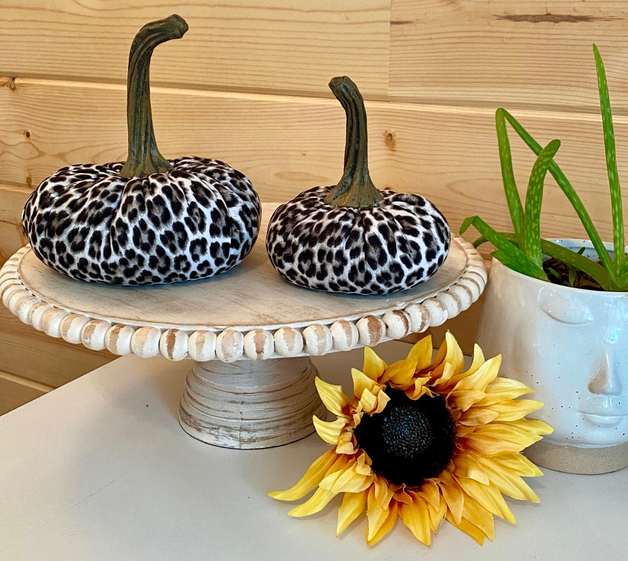 PUMPKIN SET of 3 ANIMAL PRINT - SNOW LEOPARD